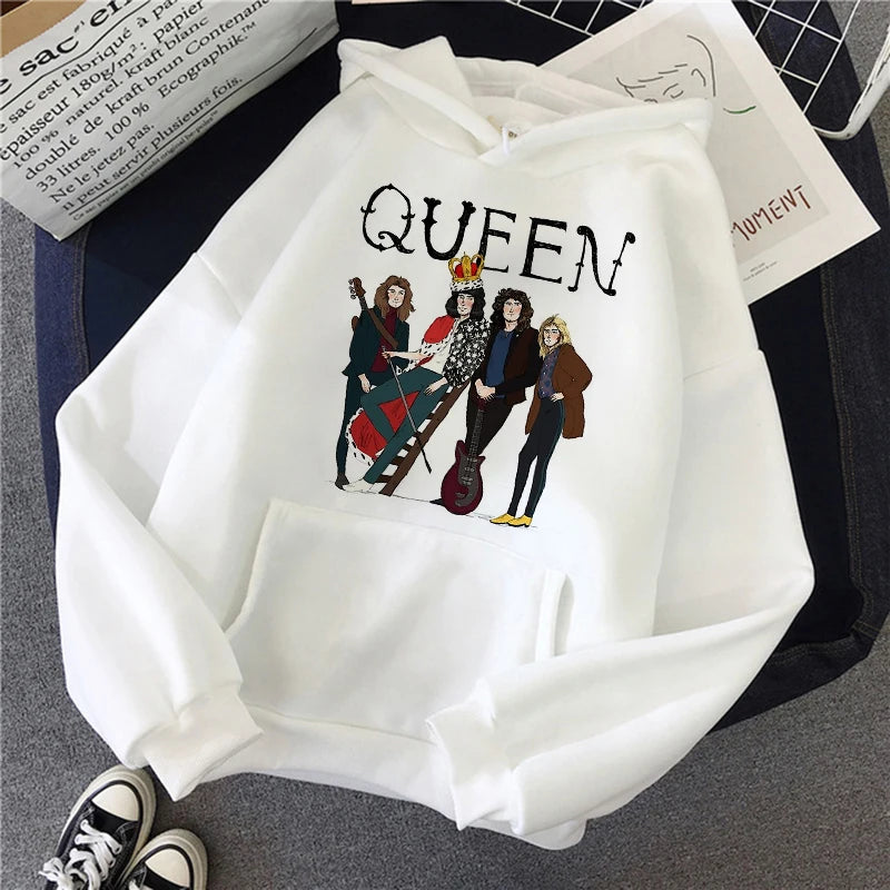 Queen Freddie Mercury Hoodie – Men’s Fashion Casual Sweatshirt with Print, Unisex Rock Tracksuit - Premium hoodie from Lizard Vigilante - Just $24.88! Shop now at Lizard Vigilante