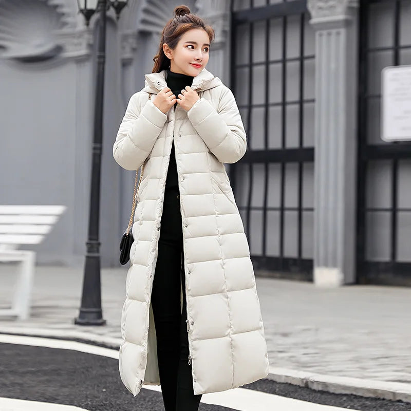 UHYTGF 2024 Winter Women's Long Parka – Bow Belt Fox Fur Collar Oversized Vintage Thick Coat - Premium coat from Lizard Vigilante - Just $58.88! Shop now at Lizard Vigilante