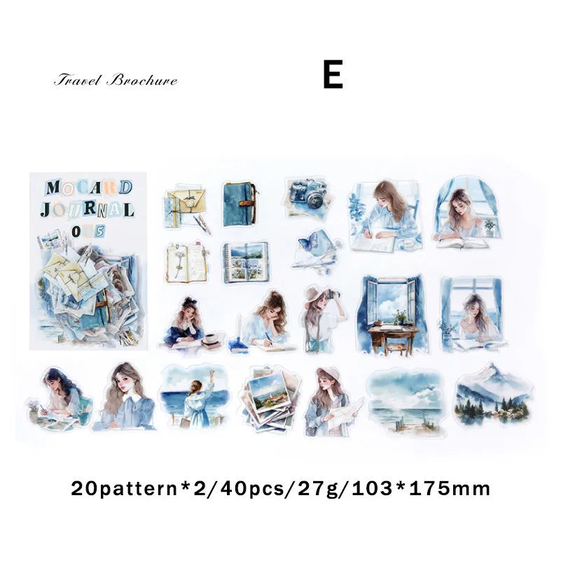 Journamm 40pcs/pack PET Materials Character Sticker DIY Scrapbook Collage Supplies Creative Decor Stationery Aesthetics Stickers