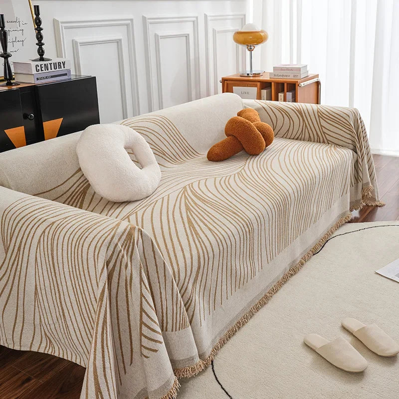 Nordic Throw Blanket – Heavy Stitch Geometric Sofa Tapestry for Home, Camp, and Chaos Nights