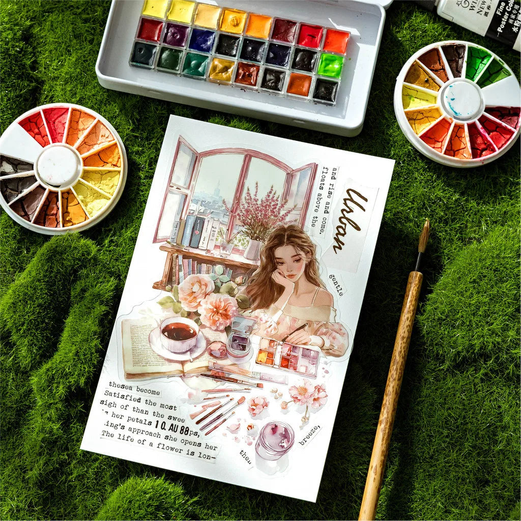 Journamm 40pcs/pack PET Materials Character Sticker DIY Scrapbook Collage Supplies Creative Decor Stationery Aesthetics Stickers