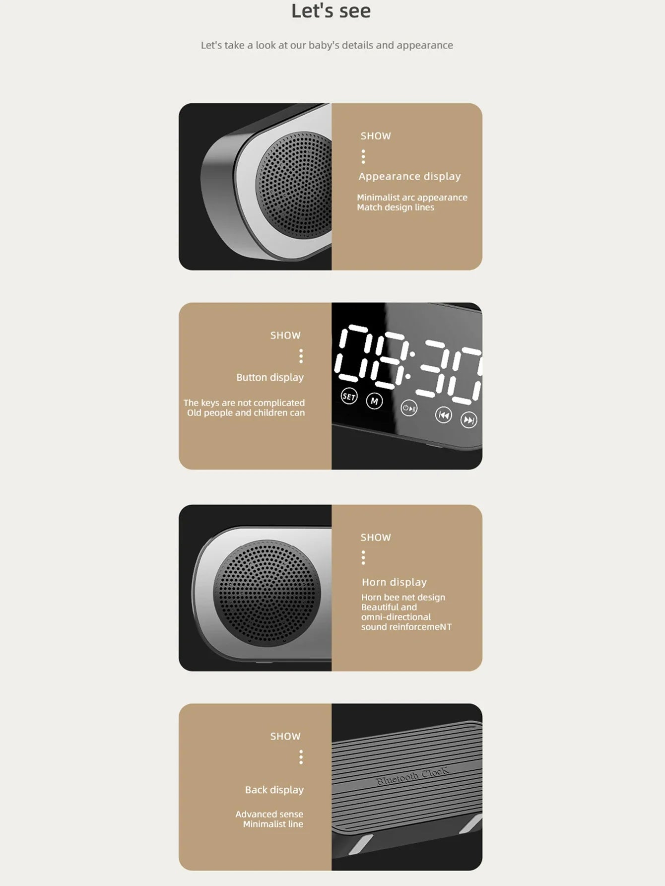 Wireless Bluetooth Speaker, Multi-functional Loud Subwoofer Clock, Mini AI Smart Alarm Clock Speaker