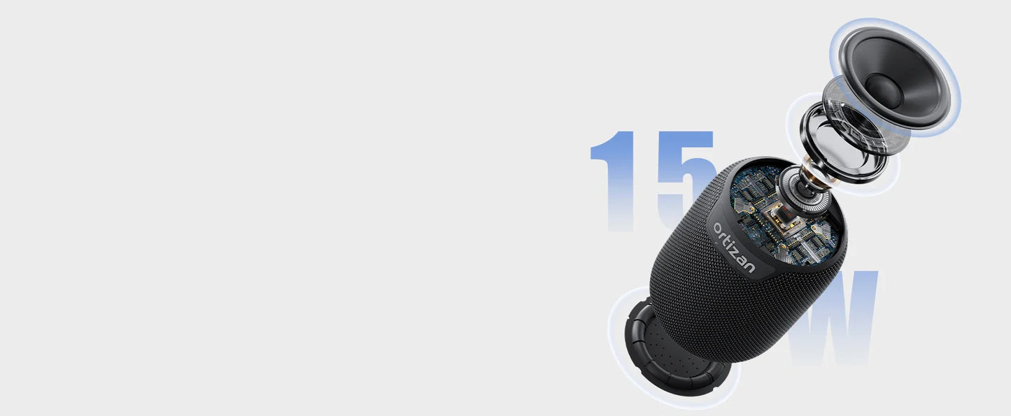 Bluetooth Speakers, 15W Portable Speakers Bluetooth Wireless V5.3 with Stereo Sound, Active Extra Bass, IPX7 Waterproof Shower