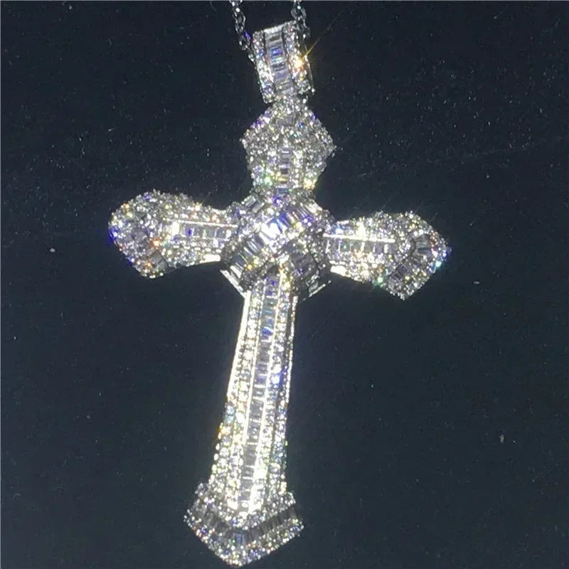 Exquisite Shining Crystal Cross Necklace Pendant Lucky Charming Fashion Jewelry Gift Unisex