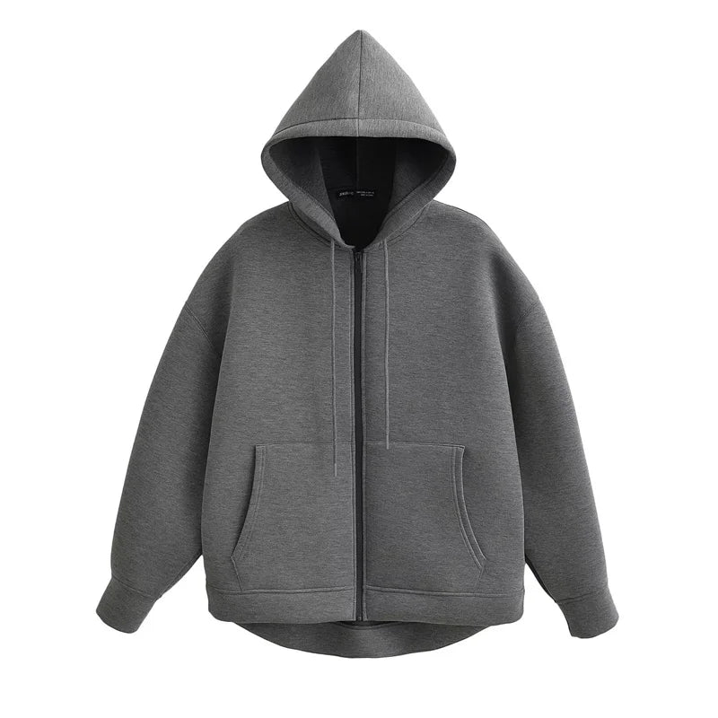 Unisex Zipper Hoodie Double Pockets Oversize Winter High Street Loose Sweatshirts Outerwear Tops - Premium hoodie from Lizard Vigilante - Just $49.95! Shop now at Lizard Vigilante