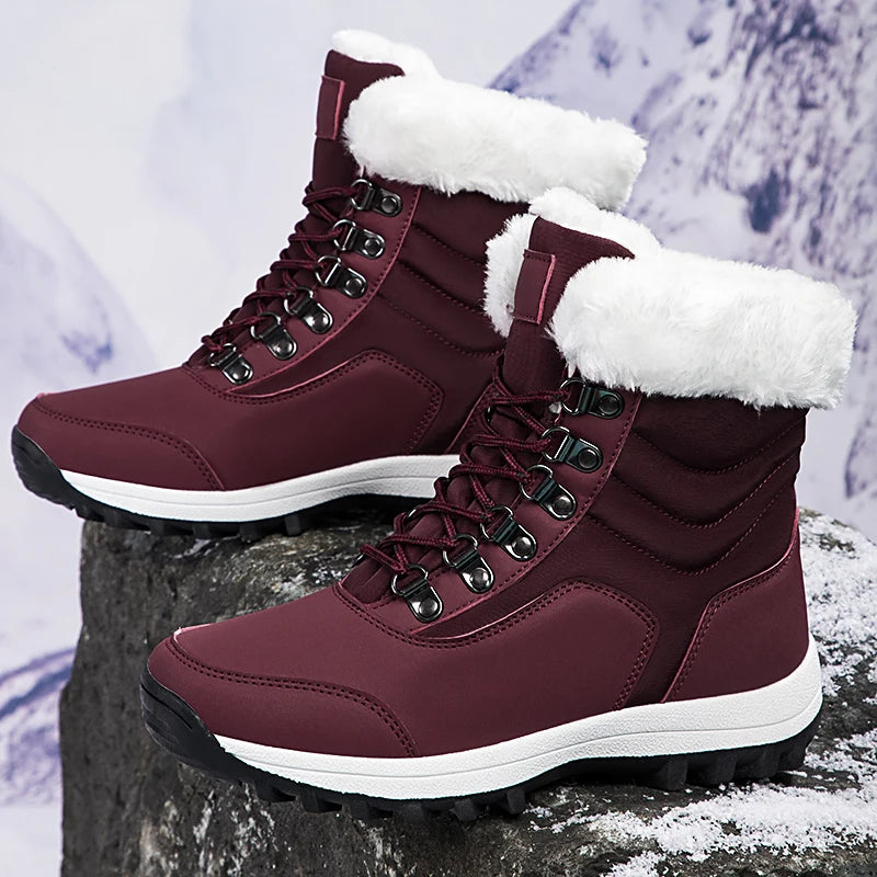 Velvet Throne High-Top Winter Snow Boots – Queen of Warmth Waterproof Hiking Kicks for Winter Wanderlust - Premium boots from Lizard Vigilante - Just $71.08! Shop now at Lizard Vigilante