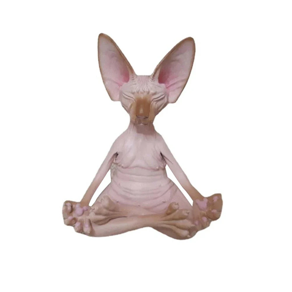 ABUN-Resin Meditation Yoga Cat Cat Statue Art Decor Sculpture Desk Home Garden Statue