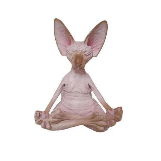 ABUN-Resin Meditation Yoga Cat Cat Statue Art Decor Sculpture Desk Home Garden Statue