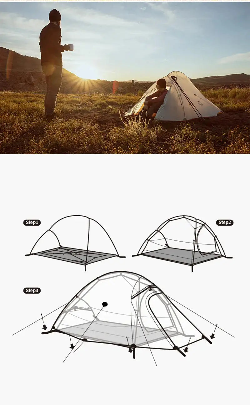 Naturehike Camping Tent Ultralight Portable Cloud Up 2Person 10D Upgraded Folding Backpack Waterproof Tent Travel Beach Tents