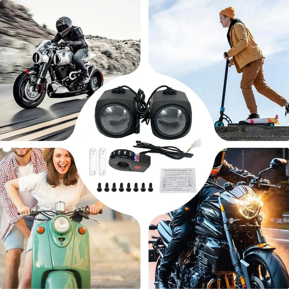 Motorcycle Bluetooth Speaker 12-80V Universal Hifi Sound Motorcycle Stereo Weatherproof Audio Amp System Handlebar Speaker
