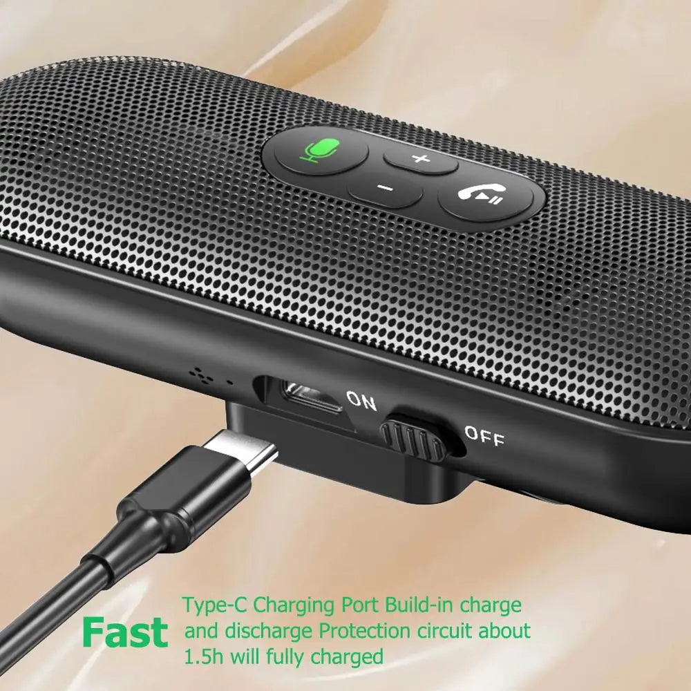 Bluetooth 5.4 Speaker Handsfree Car Kit Sun Visor Clip Wireless Audio Receiver Speakerphone Loud Music Player Dual Microphone