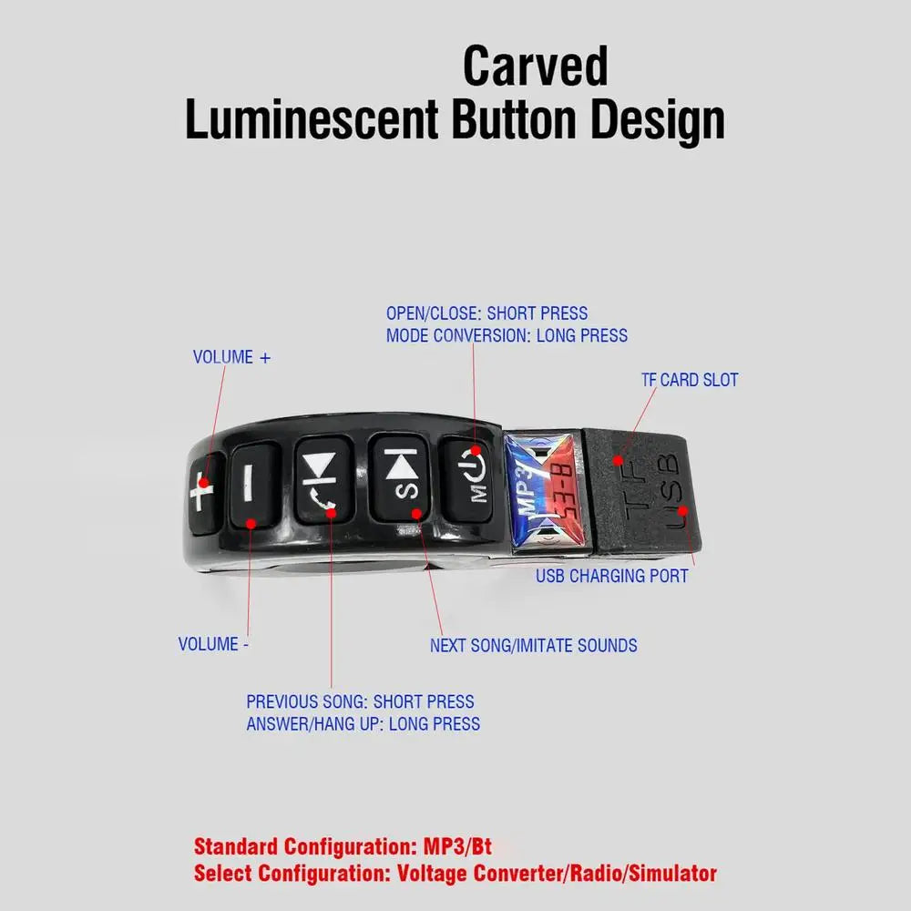 Motorcycle Bluetooth Speaker 12-80V Universal Hifi Sound Motorcycle Stereo Weatherproof Audio Amp System Handlebar Speaker