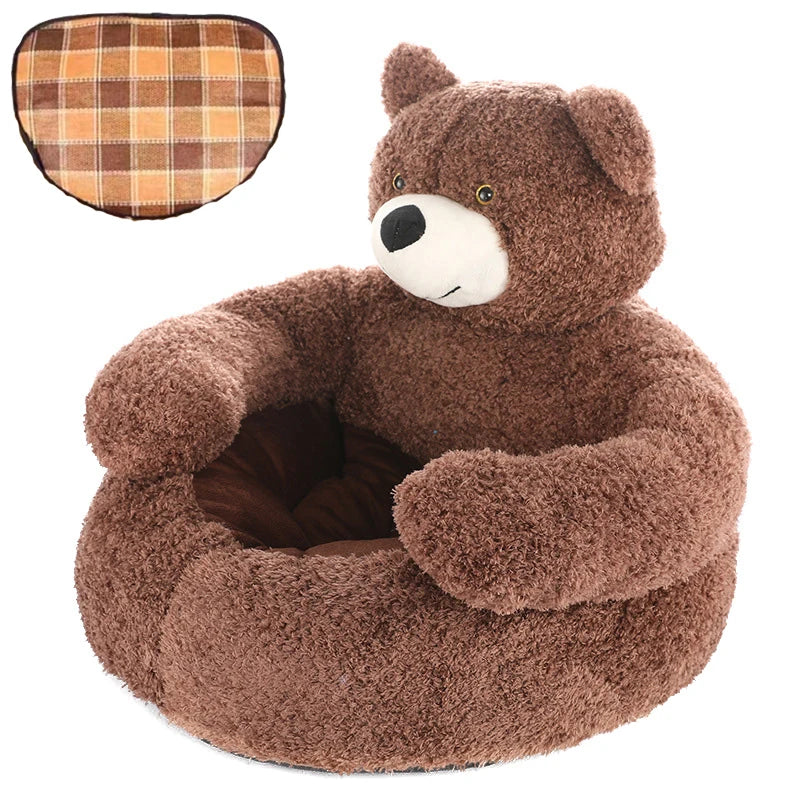 Super Soft Dog Bed Cute Winter Warm Bear Hug Cat Sleeping Mat Semi-closed Puppy Kitten Plush Nest Cushion Dog Sofa Pet Supplies - Lizard Vigilante