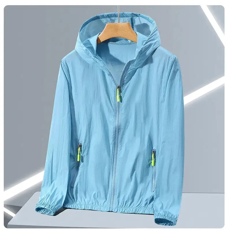 2023 Summer Men's Windbreaker Big Size Sun Protection Clothing Korean Style Ultra-thin Streetwear Zipper Hooded Jackets Man