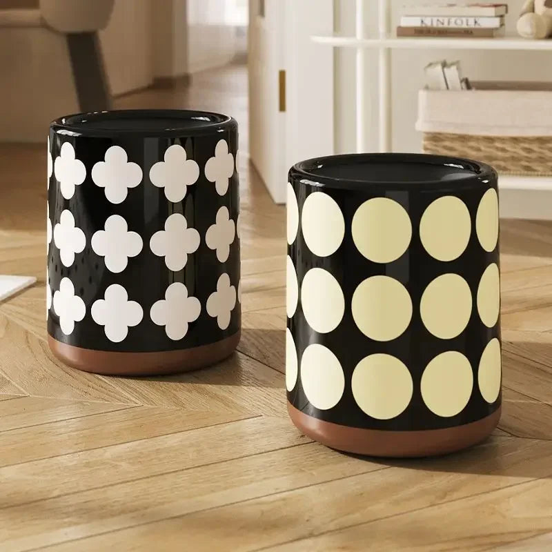 Trash Can Double Layer Large Trash Bin Living Room Modern Wastebasket Bedroom Kitchen Litter Bins Retro Garbage Bin Cleaning