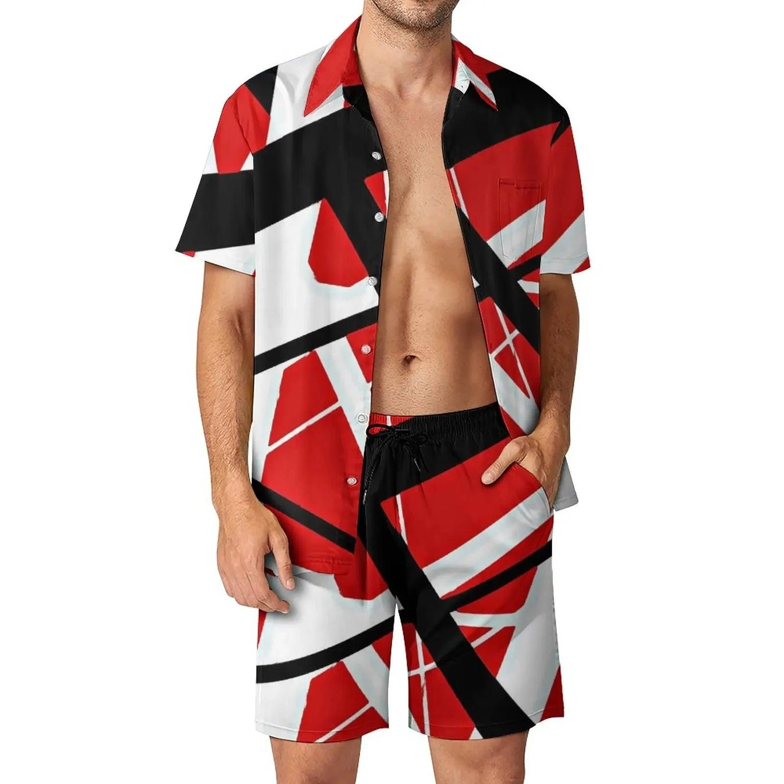 Van Halen Shirt Sets 3D Printed Men Casual Fashion Short Sleeves Shirts Oversized Beach Shorts Hawaiian Streetwear Suits Clothes - Lizard Vigilante