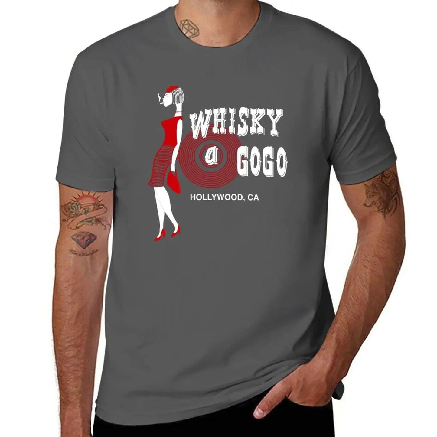 Rare Whiskey A Go Go 80s California Rock and Roll T-Shirt Aesthetic Clothing Kawaii Clothes Men Workout Tee Shirt - Lizard Vigilante