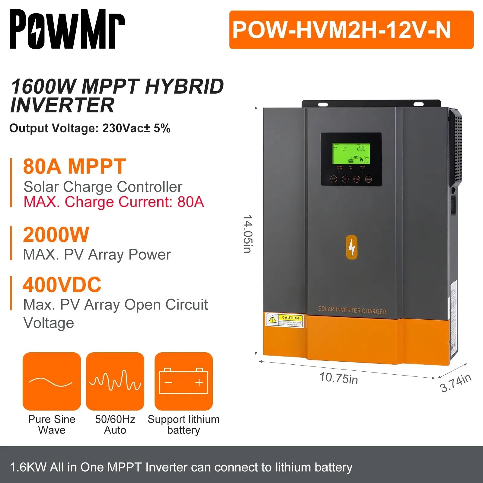 PowMr 1.6KW/3KW Hybrid Solar Inverter - Off-Grid Solar Power System - Premium inverter from Lizard Vigilante - Just $471.99! Shop now at Lizard Vigilante