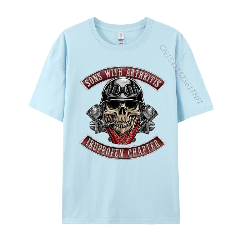 Sons With Arthritis Ibuprofen Chapter Funny Biker Skull T-Shirt – 100% Premium Cotton - Premium T-Shirt from Lizard Vigilante - Just $25.88! Shop now at Lizard Vigilante