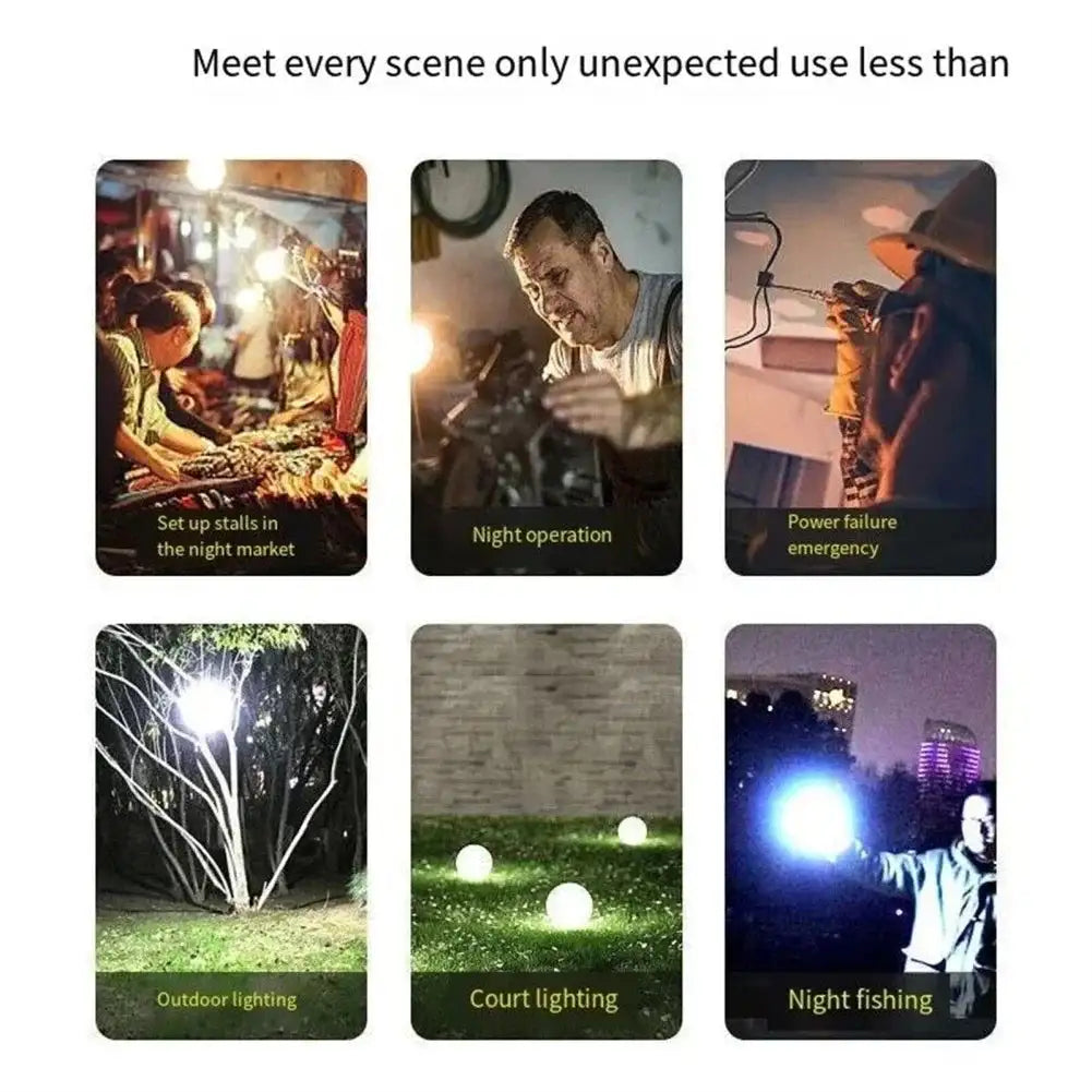 Portable Solar Powered LED Rechargeable Camping Light Hook Tent Light Multifunctional Outdoor Emergency Lighting Spotlight