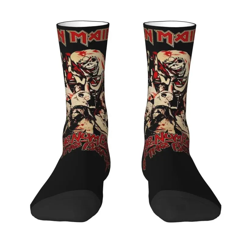 Iron Maiden Pop Roll Men's Crew Socks – Unisex 3D Printed Fashion Dress Socks for Rock & Roll Rebels - Premium socks from Lizard Vigilante - Just $16.88! Shop now at Lizard Vigilante