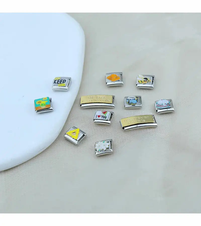 Hapiship 2023 Fashion Charm Italian Links Flower Flower Bee Tent Fit 9mm Bracelet Stainless Steel Making DIY Jewelry DJ661-C