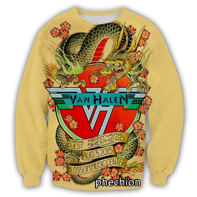 3D Printed Van Halen Unisex Sweatshirt Band Casual Fashion Streetwear Men Loose Sporting Sweatshirt - Premium sweatshirt from Lizard Vigilante - Just $43.88! Shop now at Lizard Vigilante