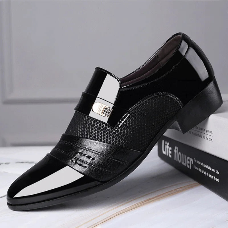 Men's Slip-On Oxfords – Classic Leather Dress Shoes for Office & Career, Stylish Business Suits - Premium shoes from Lizard Vigilante - Just $44.88! Shop now at Lizard Vigilante