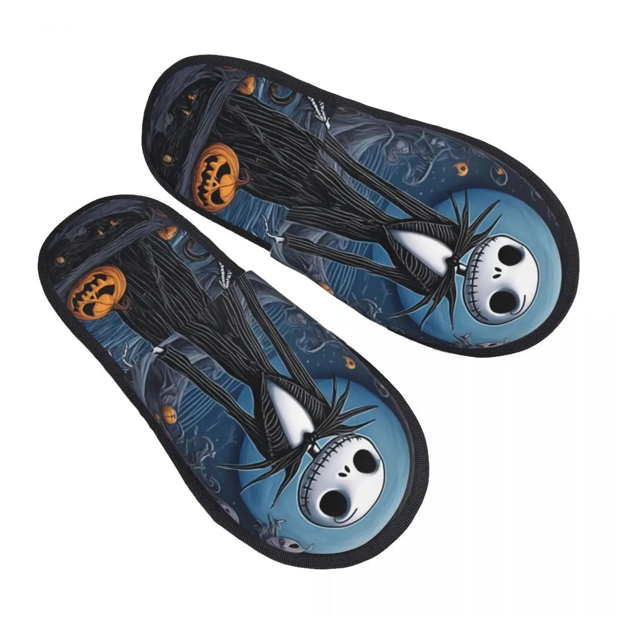 Jack Skellington Memory Foam Slippers – Warm & Fluffy Indoor/Outdoor Halloween Nightmare Shoes - Premium slippers from Lizard Vigilante - Just $23.88! Shop now at Lizard Vigilante