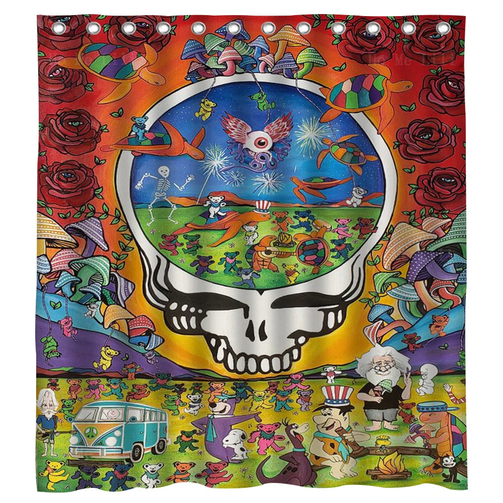 Psychedelic Skull and Rose Tie-dye Shower Curtain - A Fantasy-Inspired Bathroom Makeover - Premium shower curtain from Lizard Vigilante - Just $33.88! Shop now at Lizard Vigilante