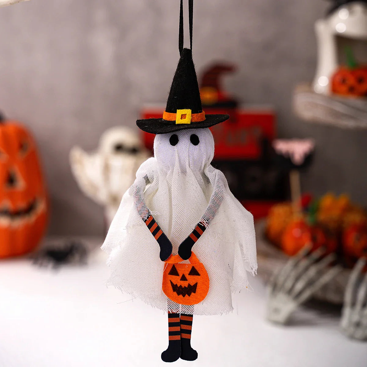 Halloween Hanging Decor - Spooky Black Cat Pumpkin Ghost Skull Ornament for Home Party