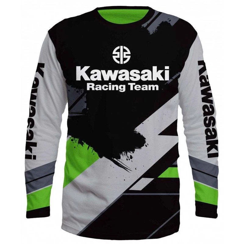 2024 Kawasaki Motorcycle Racing Long Sleeve T-Shirt – Men, Women, and Kids Sportswear for Spring and Autumn Casual Style - Premium shirt from Lizard Vigilante - Just $31.08! Shop now at Lizard Vigilante