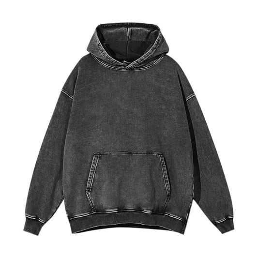 Vintage Washed Oversized Distressed Hoodie – Solid Color Y2K Grunge Pullover for Men & Women, Cozy Fall/Winter Fashion - Premium Long-sleeve hoodie from Lizard Vigilante - Just $27.99! Shop now at Lizard Vigilante