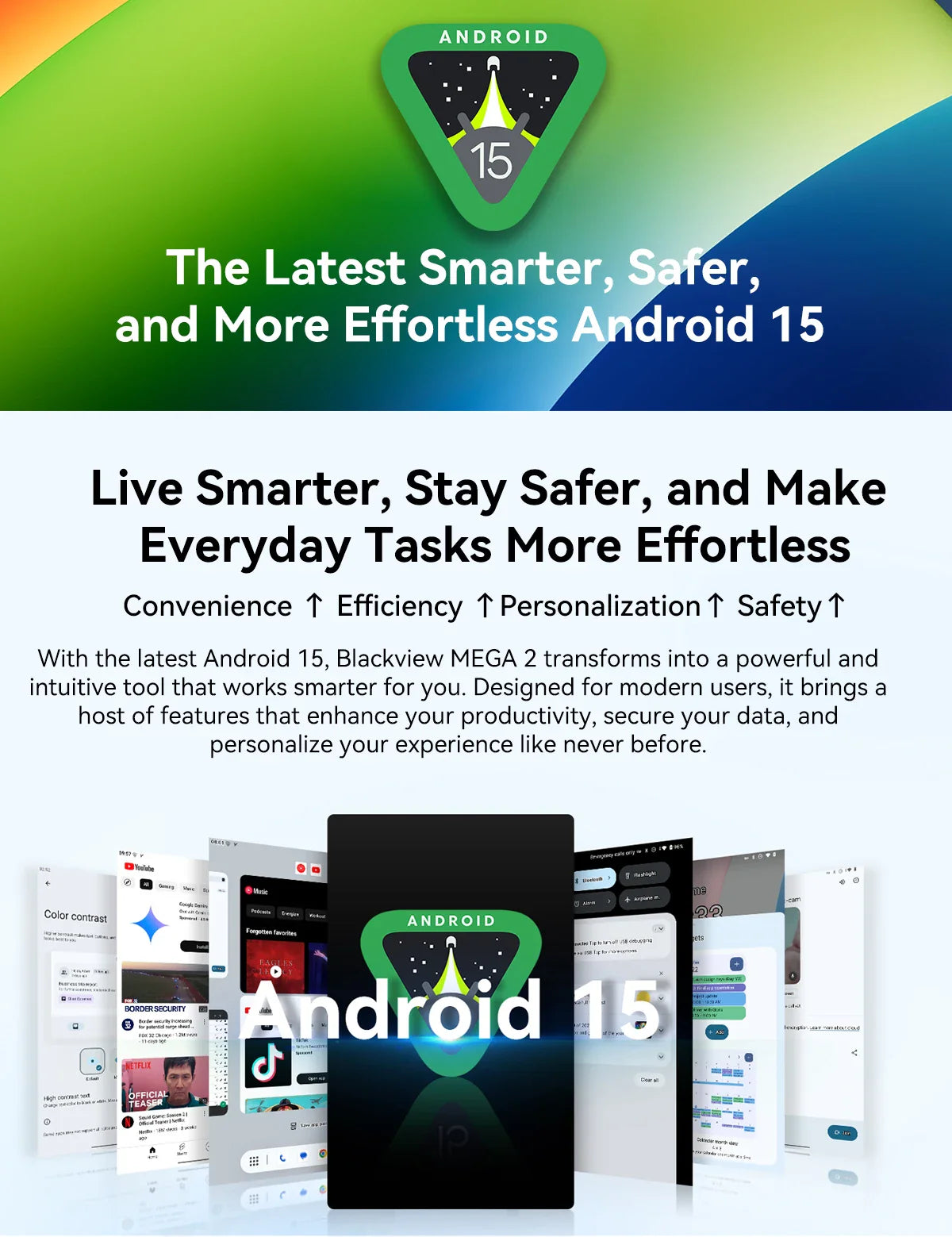 Blackview MEGA 2 Tablets 12 inch 2K Display Widevine L1 24GB(8+16) Android 15 256GB 9000mAh AI Main Camera Pad PC