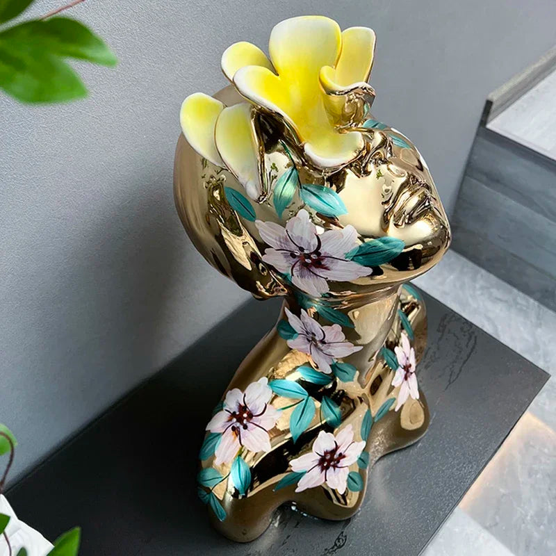 Decorati Statue Home Decor Creative Half Body Abstract Goddess Electroplated Painted Portrait Ornaments in Living Room Sculpture