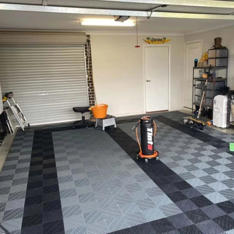 Vented Modular Interlocking PVC Garage Floor Tiles – Heavy Duty Plastic Garage Flooring for Car Detailing, Workshops, and Outdoor Use - Premium garage floor tiles from Lizard Vigilante - Just $1056.99! Shop now at Lizard Vigilante