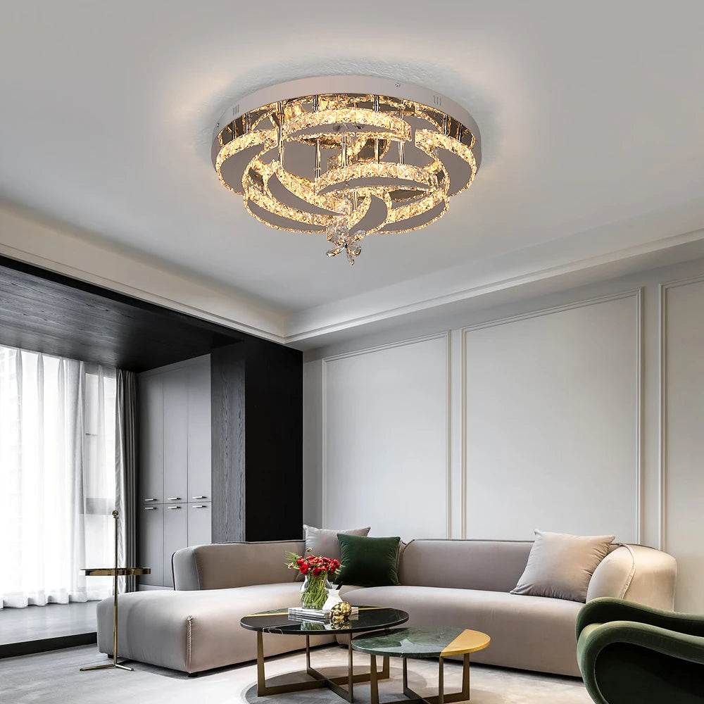 Modern Crystal Chandelier Ceiling Lamp - Luxury LED Pendant Light with Remote Control, Dimmable Luminaire for Living & Dining Rooms - Premium Chandelier from Lizard Vigilante - Just $69.99! Shop now at Lizard Vigilante