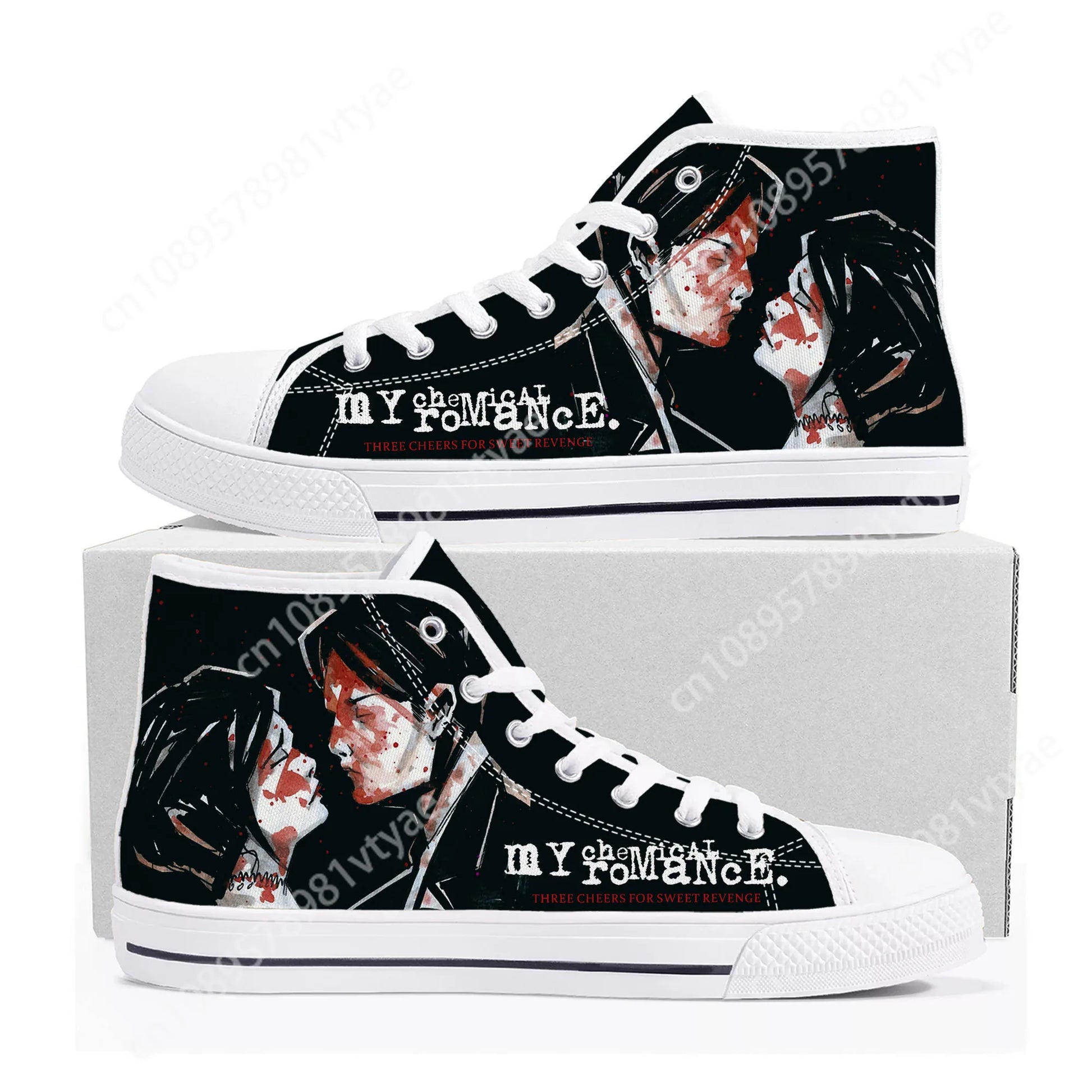 My Chemical Romance High-Top Canvas Sneakers – Rock Your Style, Your Way - Premium shoes from Lizard Vigilante - Just $48.88! Shop now at Lizard Vigilante