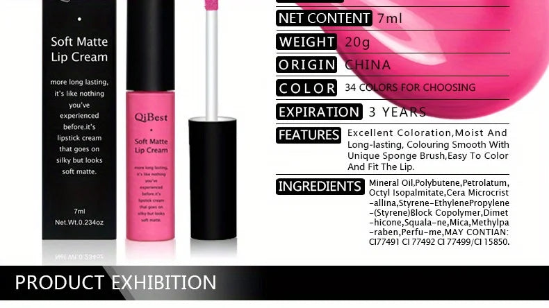 Luxurious Matte & Volumizing Lipstick - Waterproof, Long-Lasting, 20 Diverse Shades | Ideal Gift for Valentine's Day