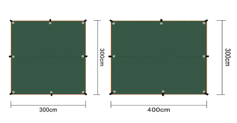 4x3m 3x3m Awning Waterproof Tarp Tent Shade Ultralight Garden Canopy Sunshade Outdoor Camping Hammock Rain Fly Beach Sun Shelter