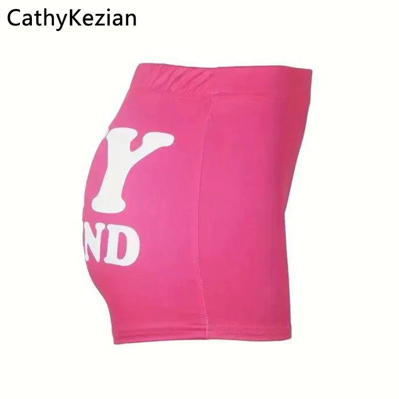 Women Shorts Sleep Bottoms Pajamas Boxers Pink S M L I Love my bf Printing Painted Design Soft Casual Fitness Sleep Breathable - Lizard Vigilante