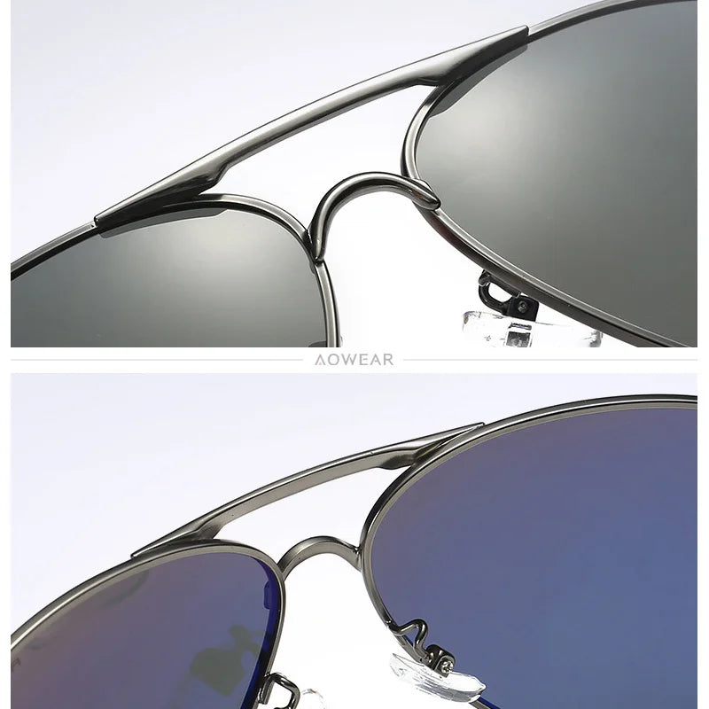 AOWEAR Men's Aviators Sunglasses HD Driving Pilot Sun Glasses Men Polarized Aviation Mirror Sunglass for Menl unettes de soleil homme - Premium sunglasses from Lizard Vigilante - Just $38.99! Shop now at Lizard Vigilante