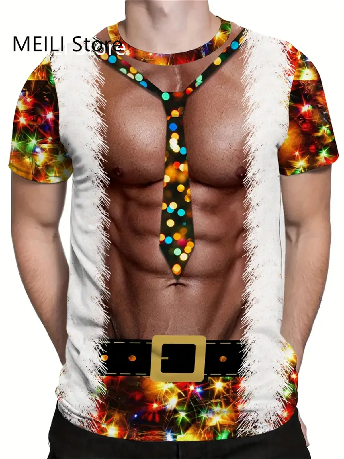 Christmas T Shirt Men 3D Santa Claus Graphic T Shirts Short Sleeve Mens Clothes Casual Round Neck Fashion Tops Oversized T-Shirt - Premium  from Lizard Vigilante - Just $9.99! Shop now at Lizard Vigilante