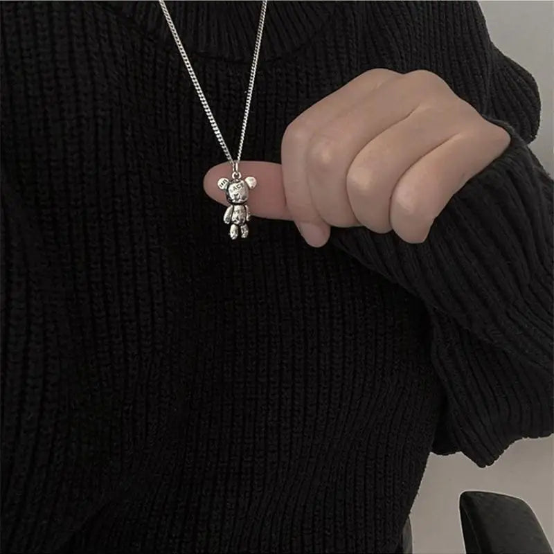 Fashion Trend Engraved Alphabet Bear Pendant Cute Animal Necklace Mens Womens Charm Hip Hop Party Street Jewelry Gifts