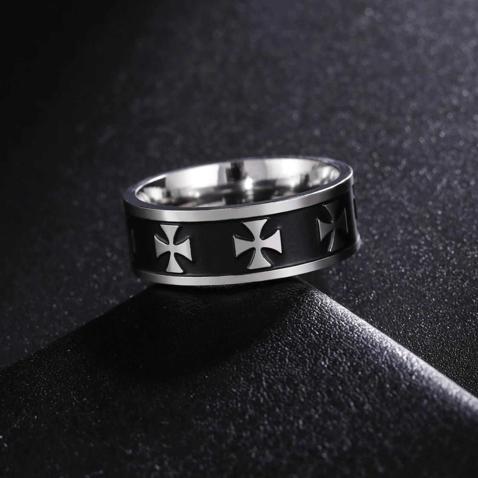 Vassago Vintage Cross Skull Ring Women Men Punk Hip Hop Stainless Steel Halloween Jewelry Party Favors Wholesale - Premium jewelry from Lizard Vigilante - Just $18.99! Shop now at Lizard Vigilante