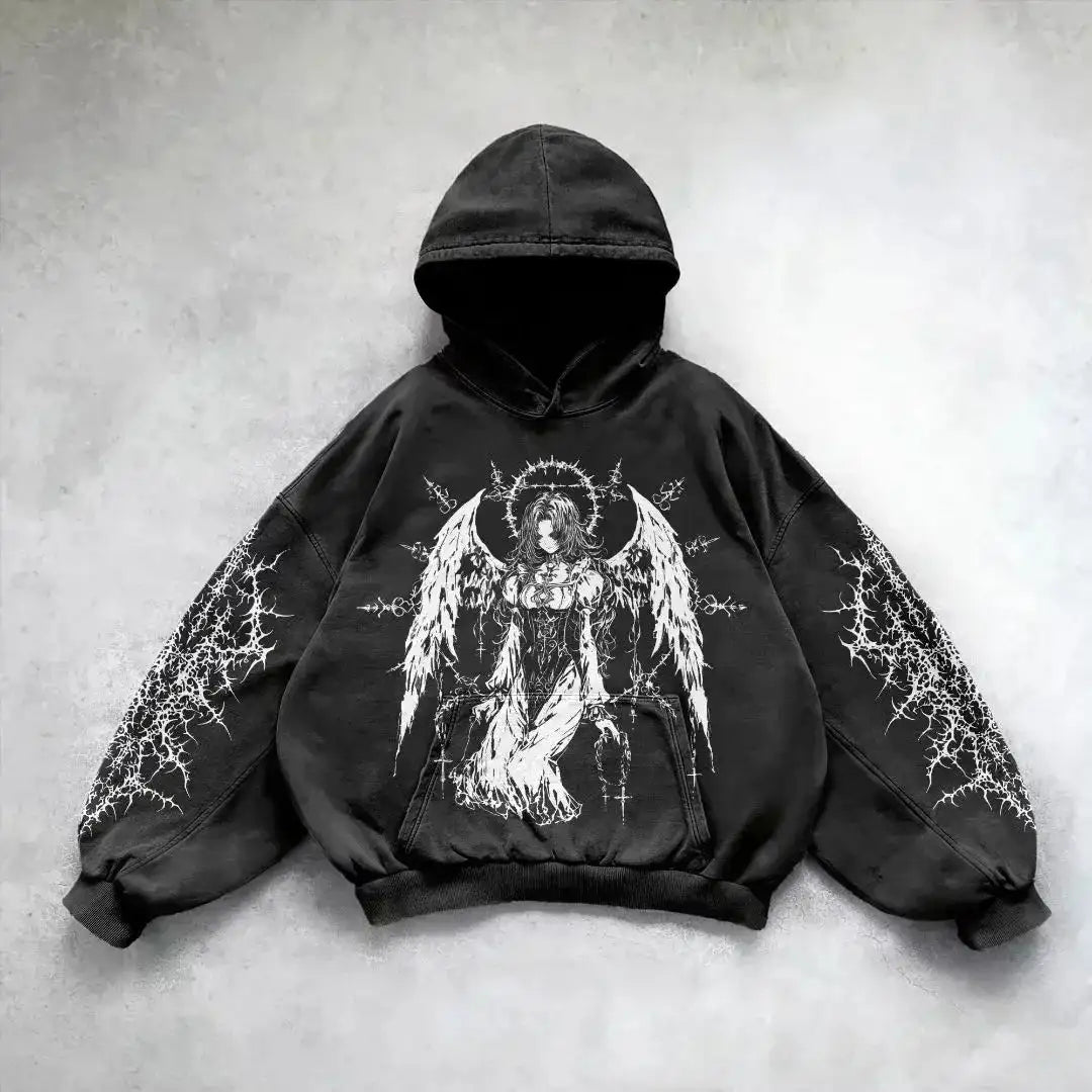 Harajuku hoodie dark punk print hoodies women oversized sweatshirt goth new couples y2k tops goth streetwear gothic clothes