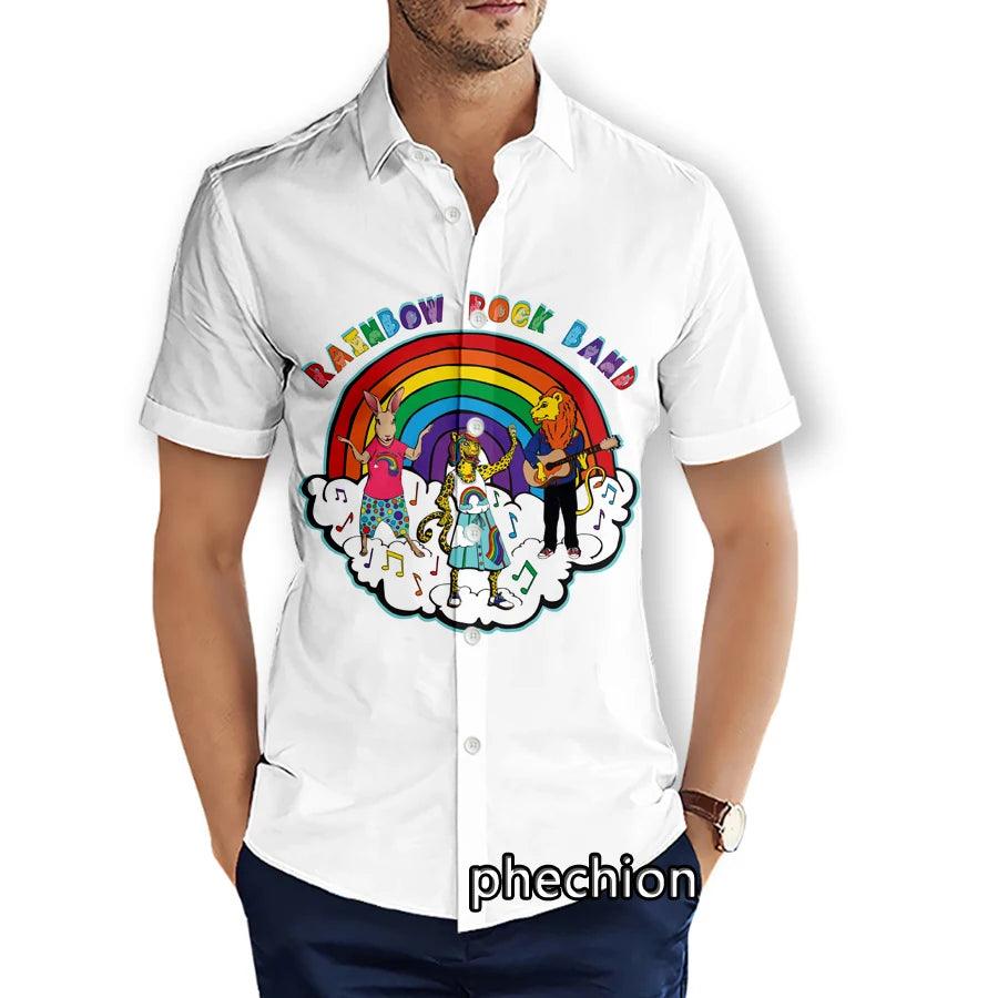 Rainbow Hawaiian Mens Short Sleeve Rock 3D Printed Casual Shirts Fashion Streetwear Men Tops X12 - Lizard Vigilante