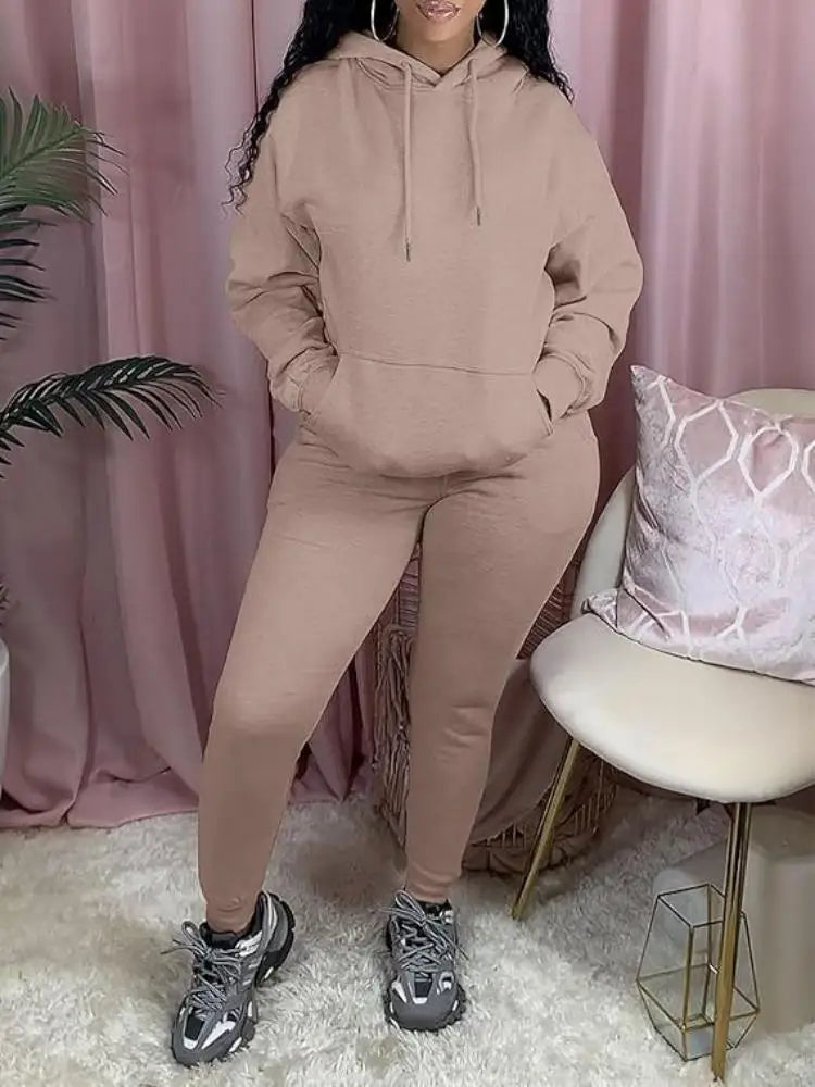 Women's Two-Piece Sweatsuit Set – Long Sleeve Hoodie Top and Jogger Pants Casual Tracksuit for Autumn & Winter - Premium sweatsuit from Lizard Vigilante - Just $58.88! Shop now at Lizard Vigilante