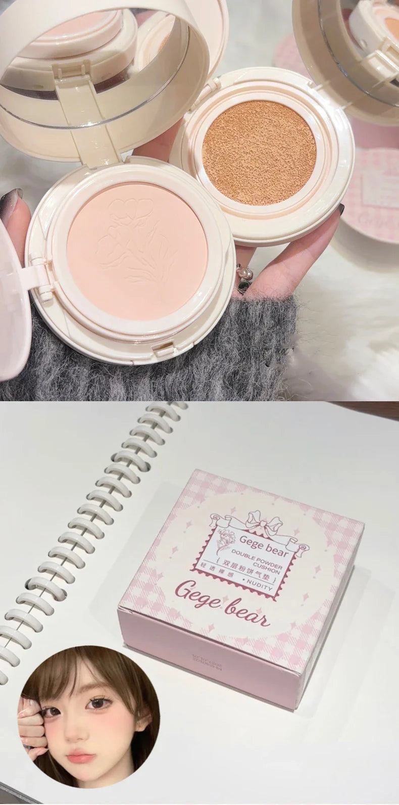 Matte Face Pressed Powder Oil Control Natural Full Coverage Moisturizing Whitening Foundation Cream Base Makeup 2 In 1 Cosmetic