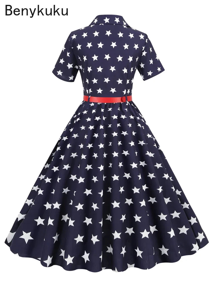 Women's American Flag Button-Up Vintage Dress - Premium dress from Lizard Vigilante - Just $43.99! Shop now at Lizard Vigilante